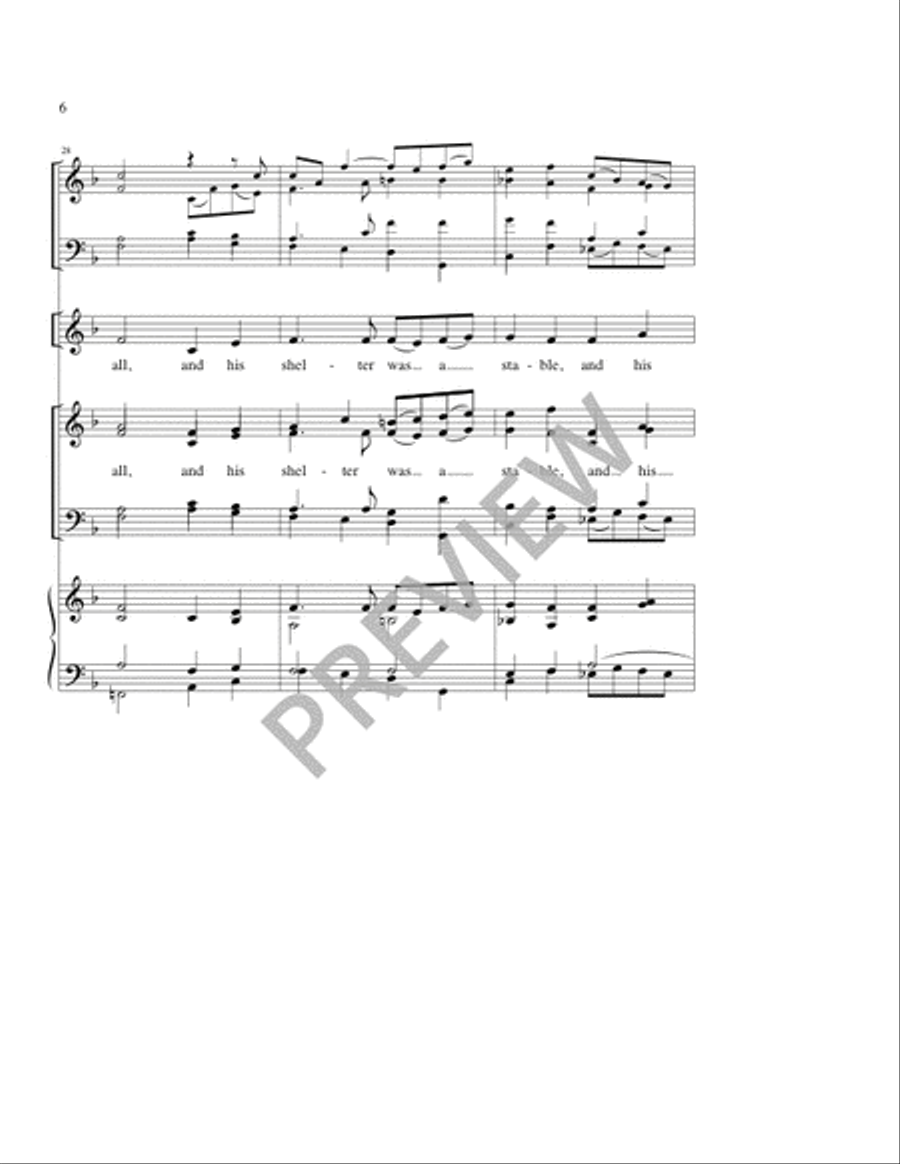 Once in Royal David's City 4-Part scores gallery preview page 6