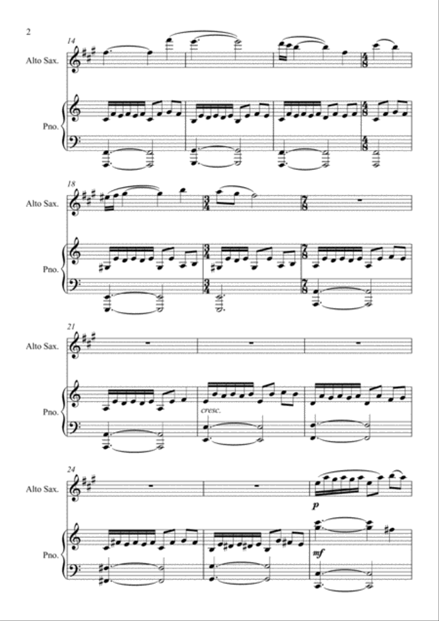 Vale of Sorrow for Alto Saxophone Alto Saxophone scores gallery preview page 2