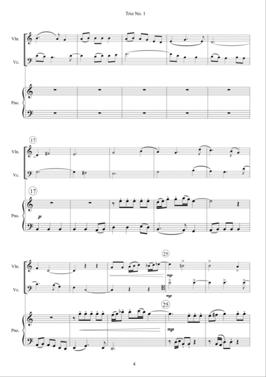 Trio No. 1 (Koreana) Piano Trio scores gallery preview page 4