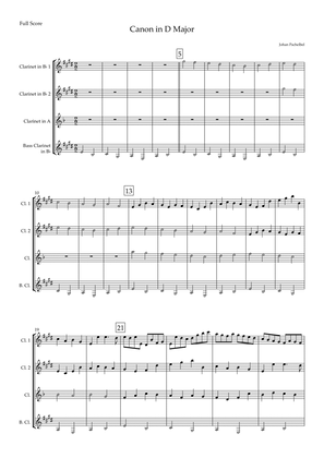 Canon in D Major (Johann Pachelbel) for Clarinet Quartet
