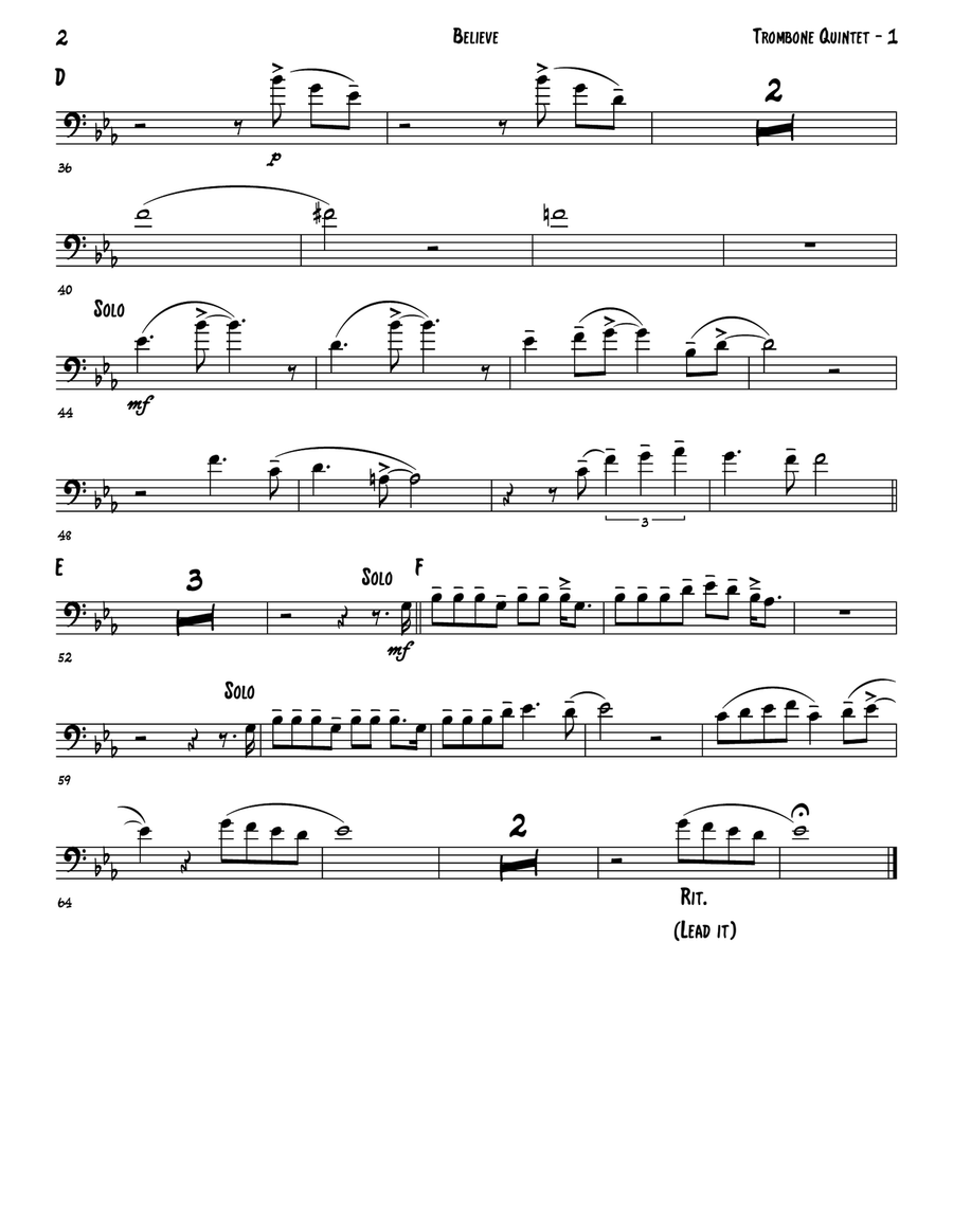 Believe Brass Quintet scores gallery preview page 5