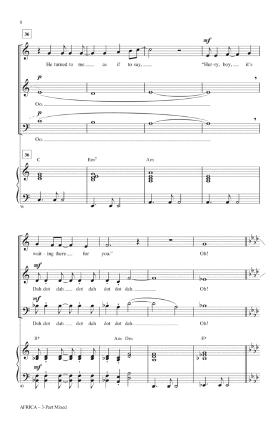 Africa (arr. Audrey Snyder) 3-Part scores gallery preview page 6