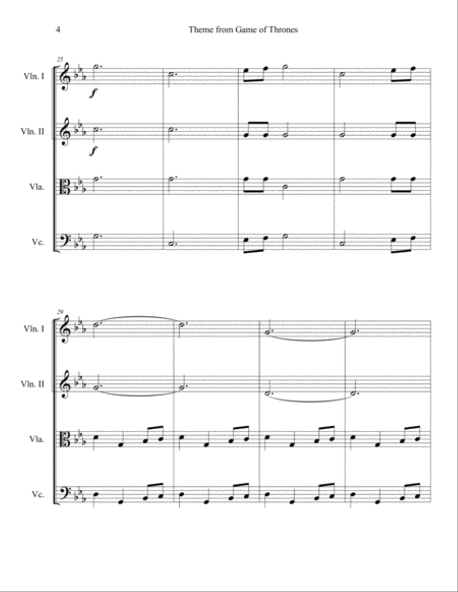 Game Of Thrones String Quartet scores gallery preview page 6