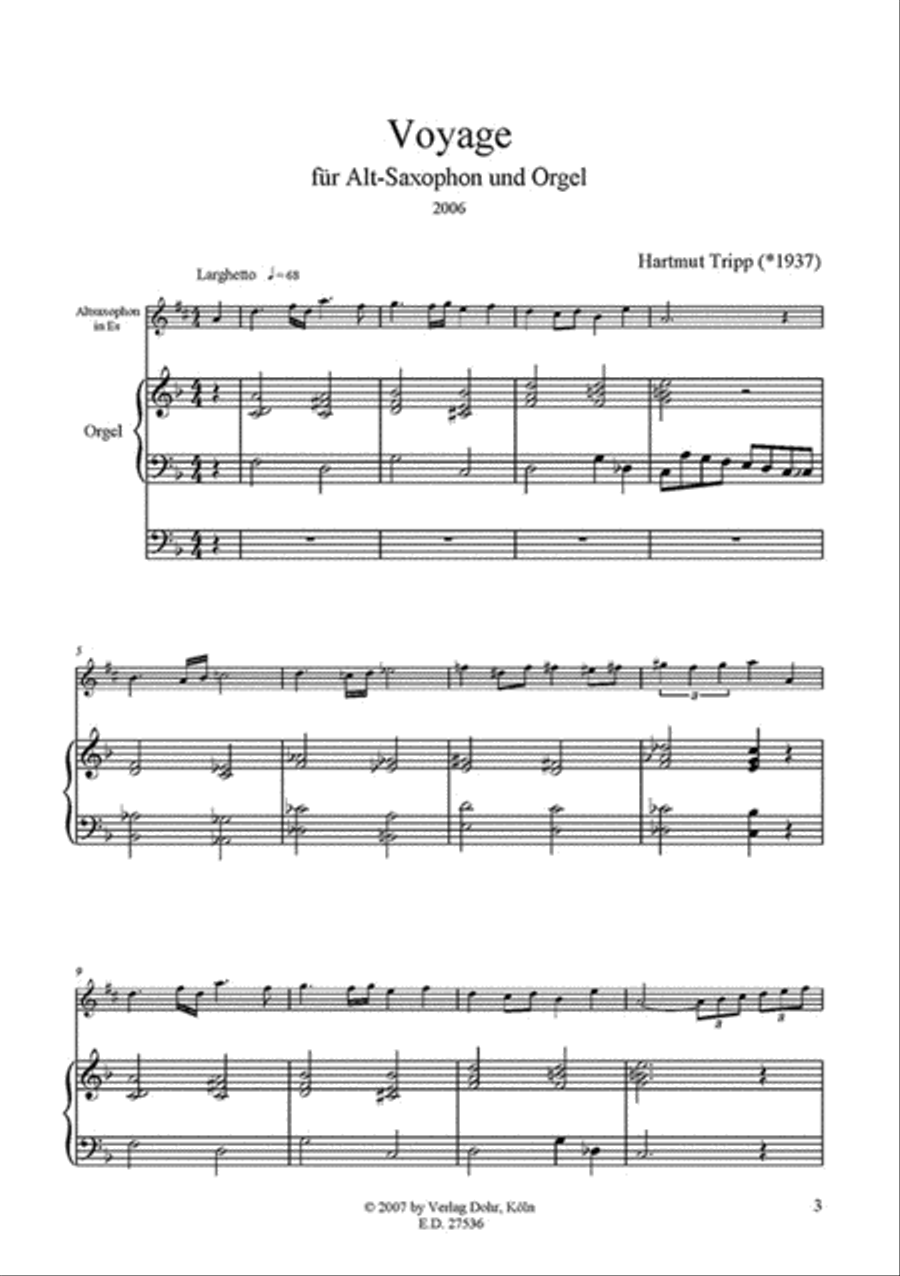 Voyage (2006) -Konzertantes Stück für Alt-Saxophon und Orgel- Alto Saxophone scores gallery preview page 2