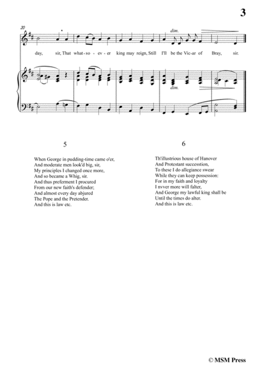 Bantock-Folksong,The vicar of bray,in D Major,for Voice and Piano image number null