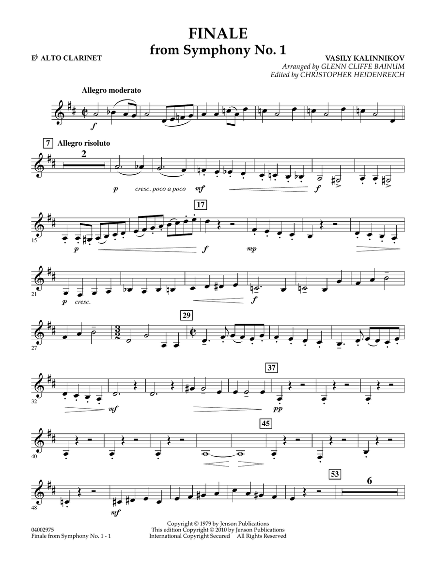Finale from Symphony No. 1 - Eb Alto Clarinet