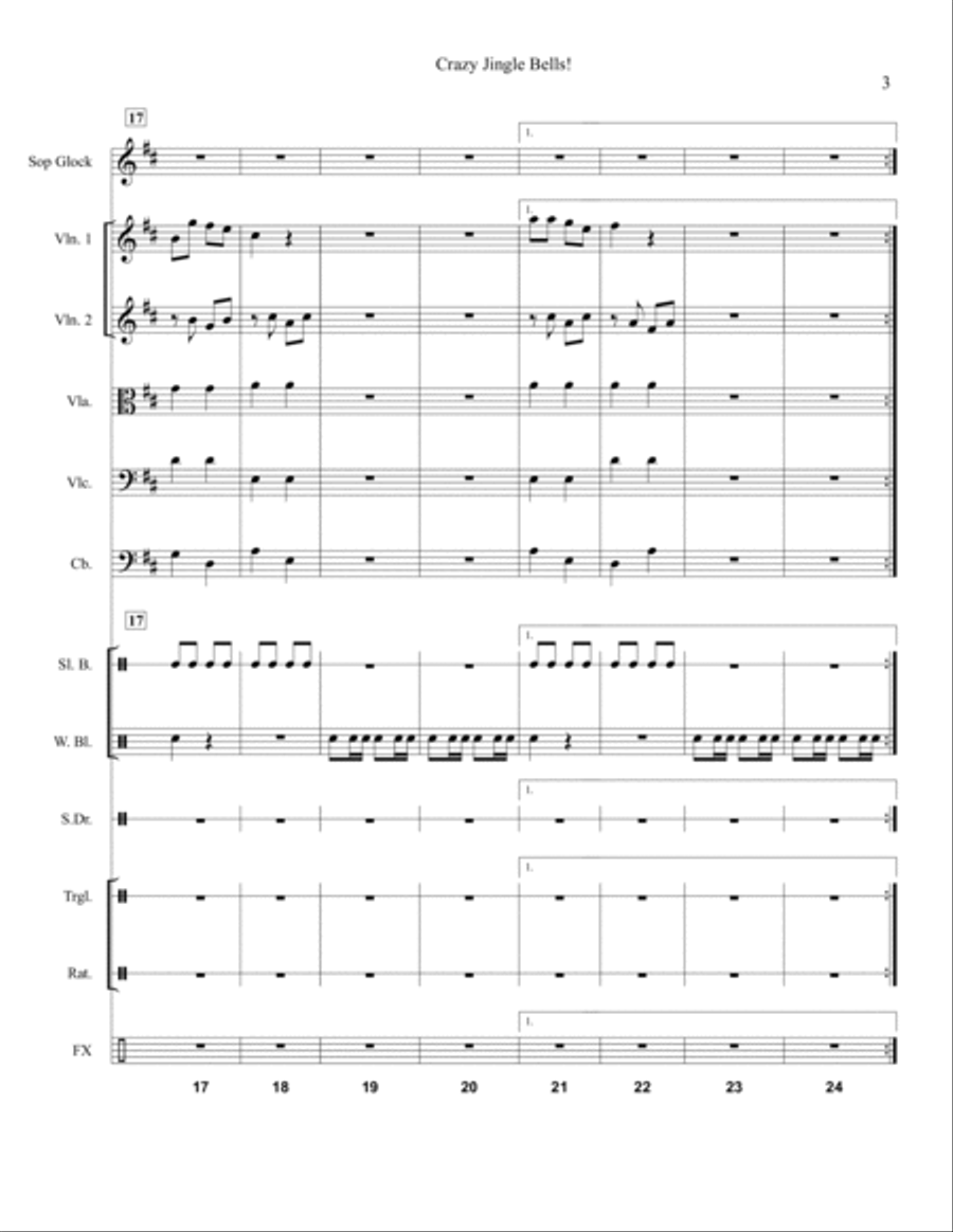 Crazy Jingle Bells for String Orchestra and Percussion String Orchestra scores gallery preview page 4