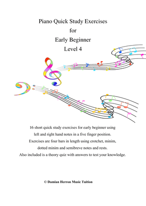 Piano Quick Study Exercises for Early Beginner Level 4
