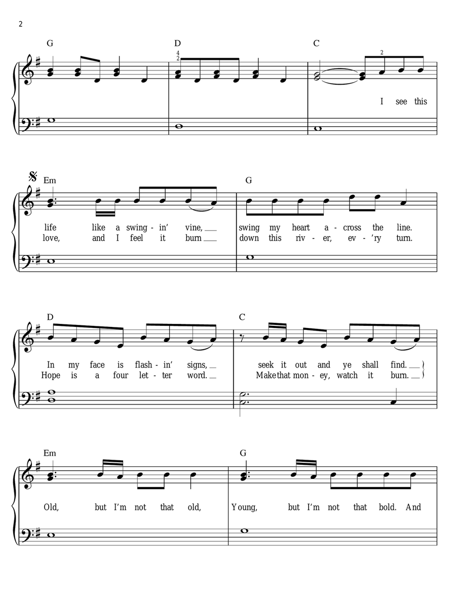 Counting Stars Easy Piano scores gallery preview page 2