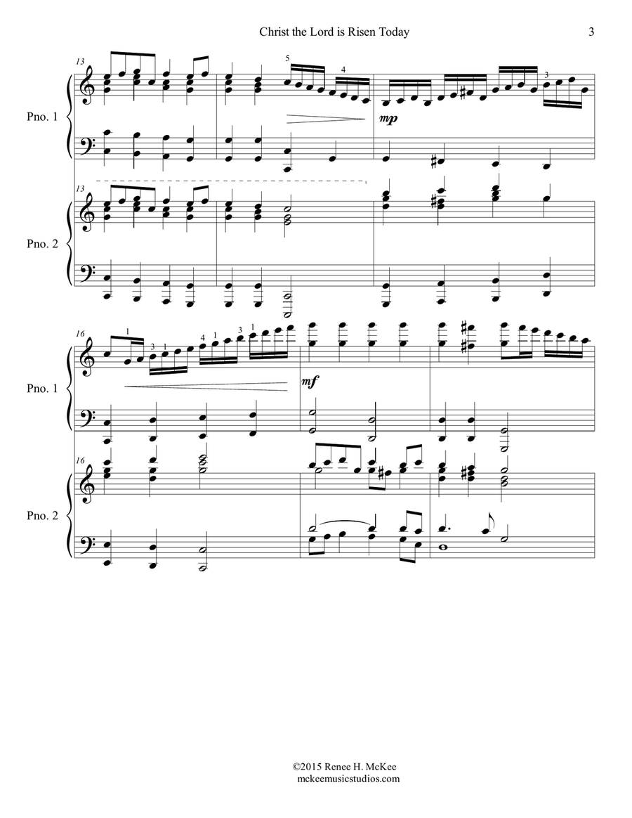 Christ the Lord is Risen Today Easter Piano Duo Piano Solo scores gallery preview page 3