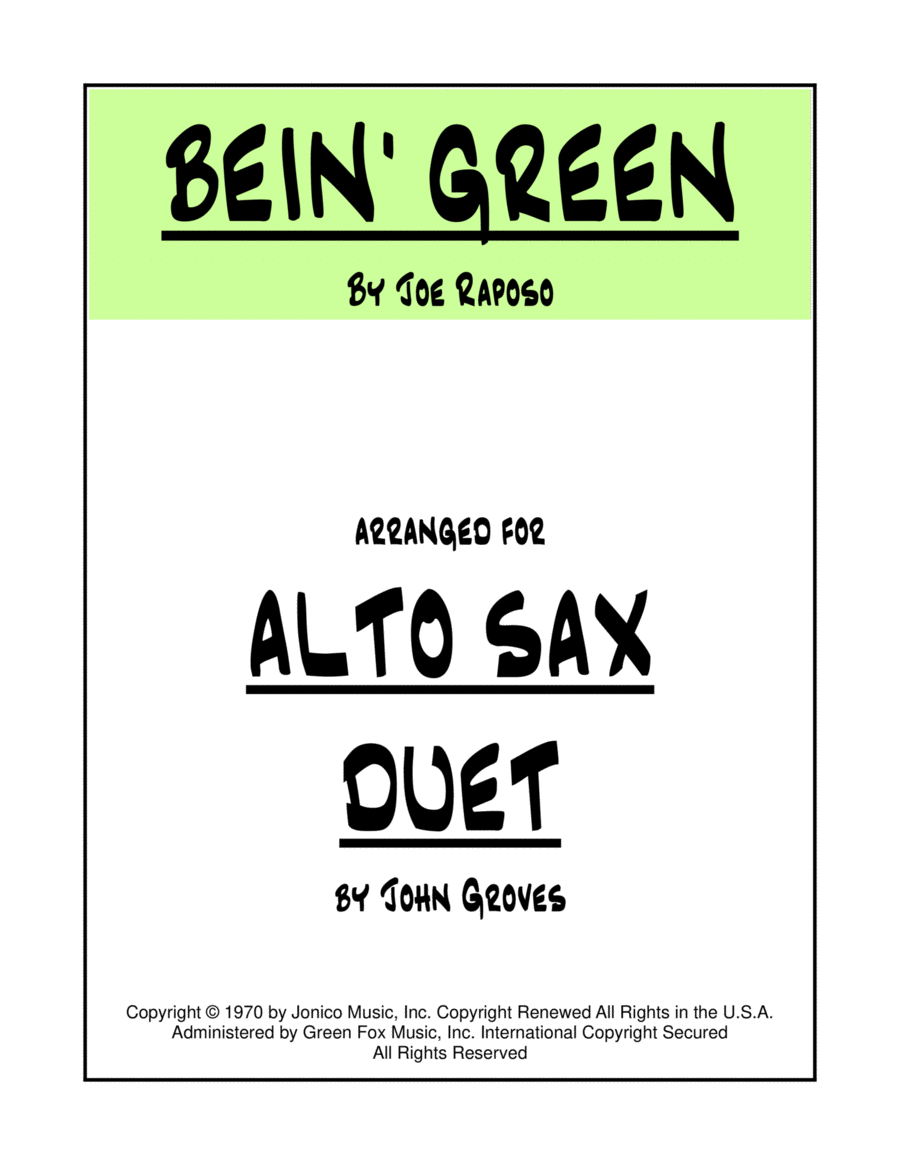 Bein' Green Woodwind Duet scores gallery preview page 1