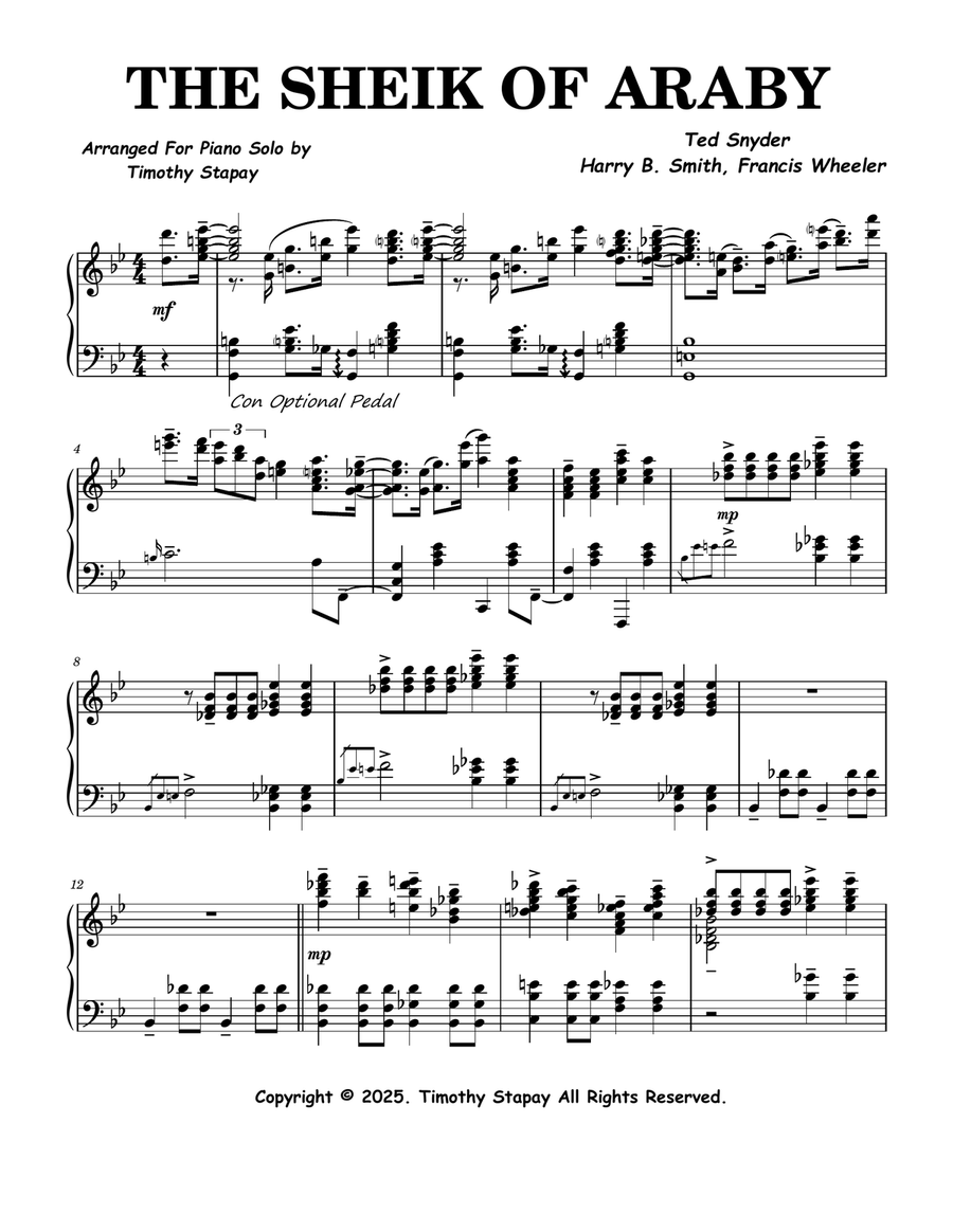 The Sheik Of Araby Piano Solo scores gallery preview page 1