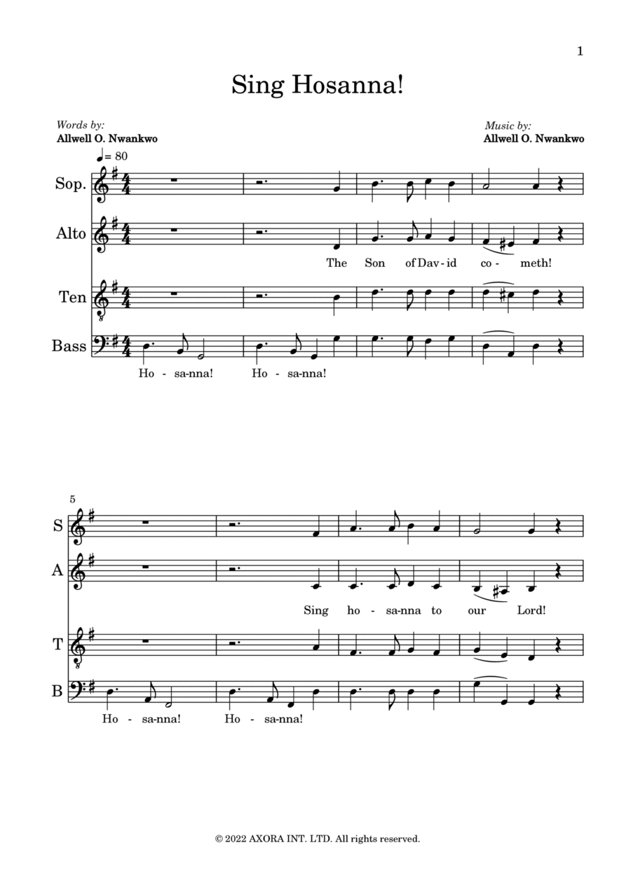 Sing Hosanna! Sing Hosanna! 4-Part scores gallery preview page 1