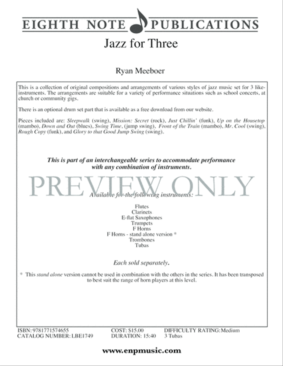 Jazz for Three Small Ensemble scores gallery preview page 2