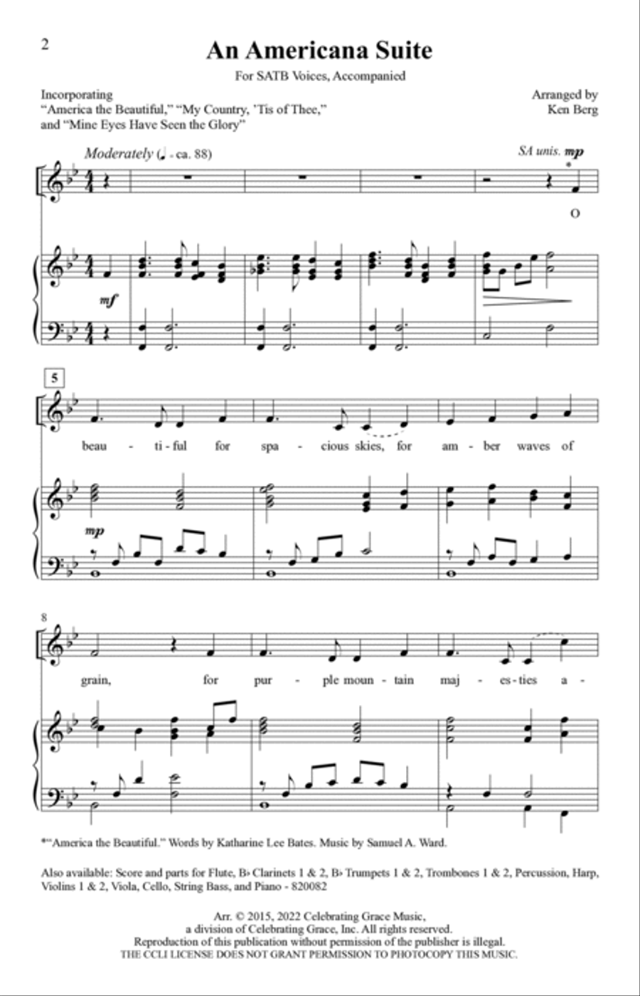 An Americana Suite (Digital) 4-Part scores gallery preview page 2