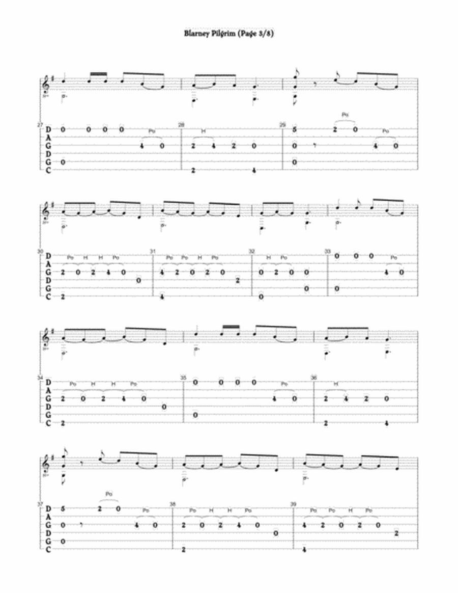 Blarney Pilgrim Jig arranged for fingerstyle guitar (CGDGAD tuning) image number null