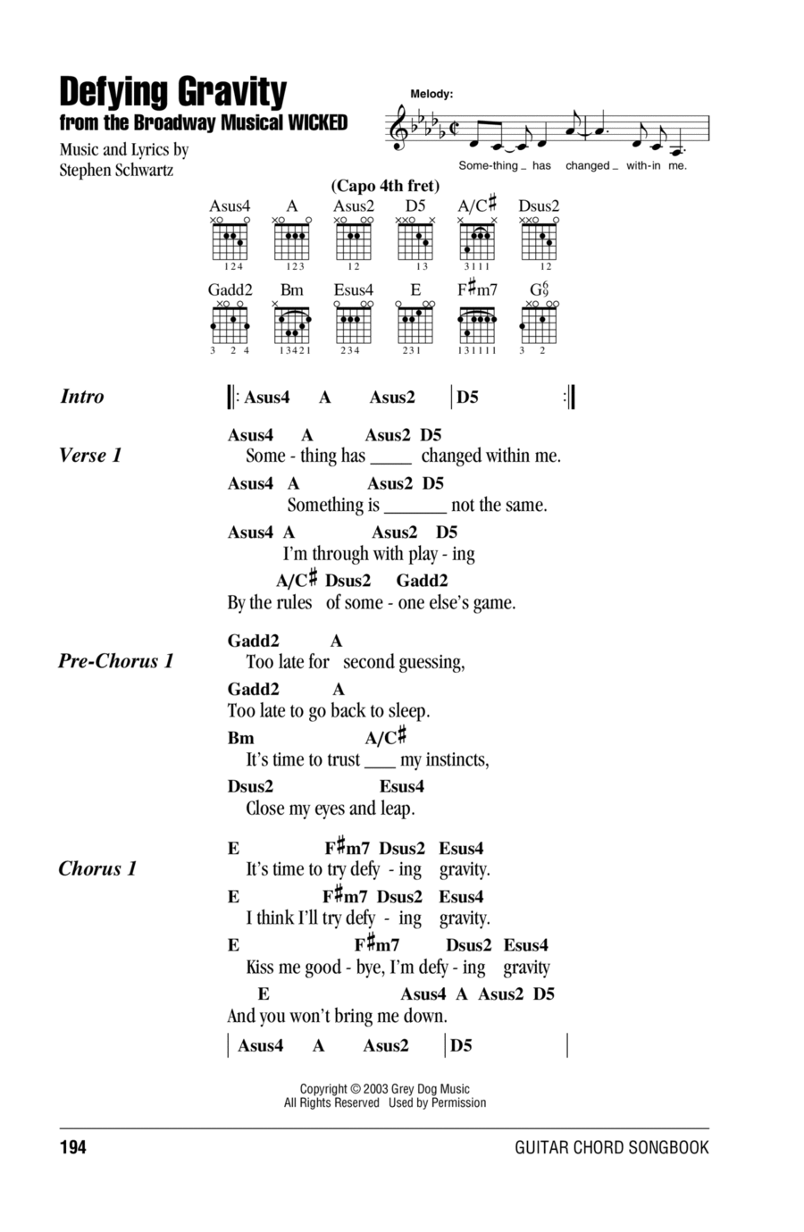 Defying Gravity (from Wicked) Guitar scores gallery preview page 1