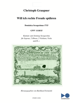 Book cover for Graupner Christoph Cantata Will ich rechte Freude spühren GWV 1118/15