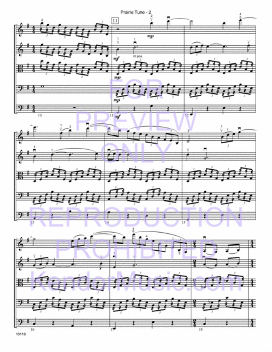 Prairie Tune (Inner Mongolian folk song) (Full Score) String Orchestra scores gallery preview page 3