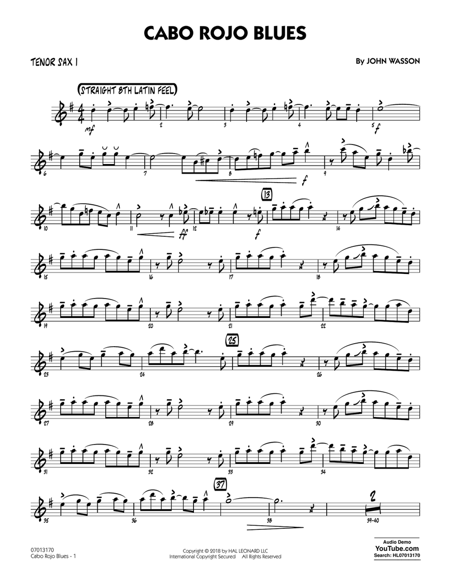 Cabo Rojo Blues - Tenor Sax 1