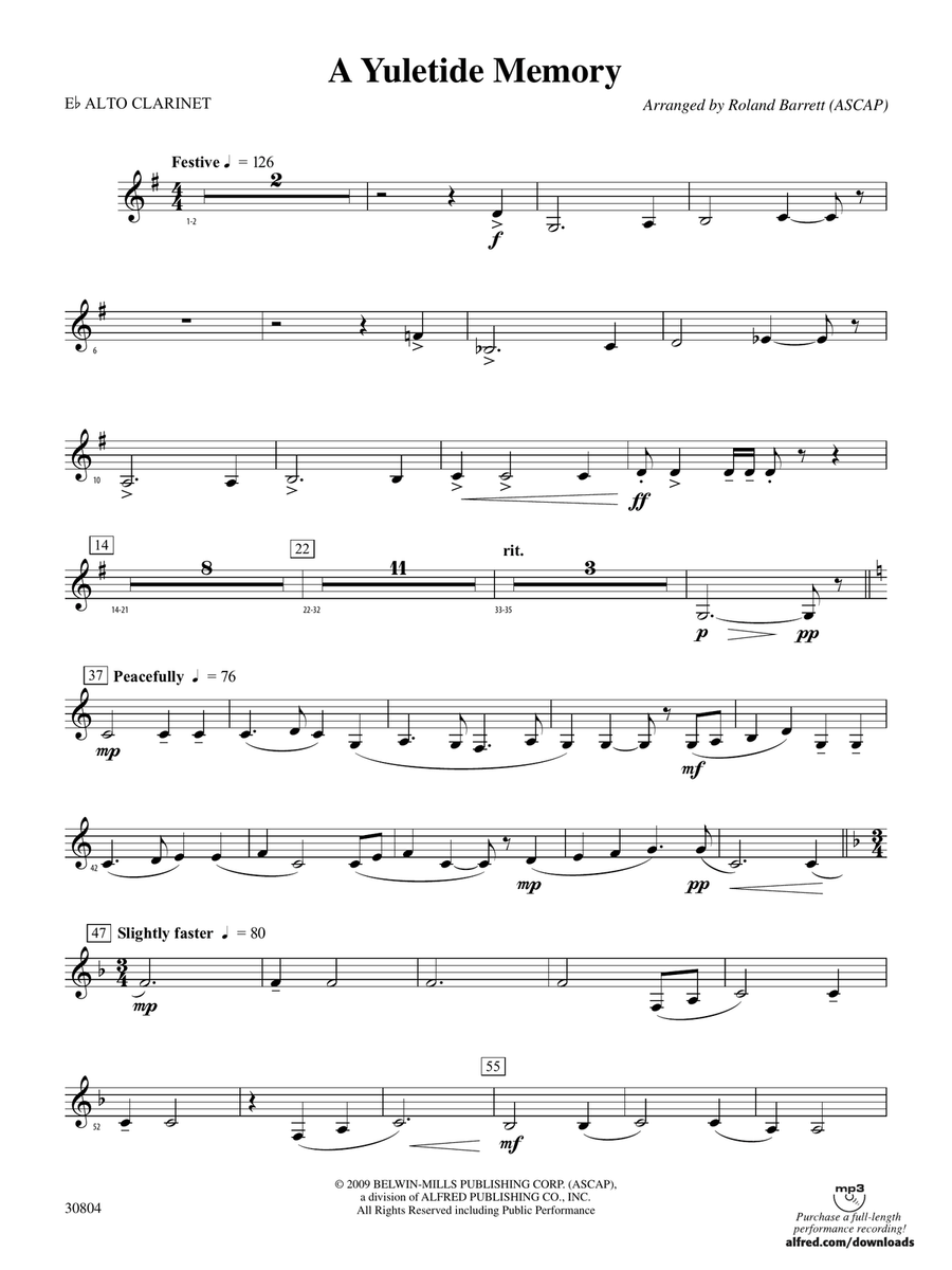 A Yuletide Memory: (World Part) E-flat Alto Clarinet