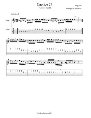 Paganini Caprice 24 Variation 2 and Variation 3 for Guitar