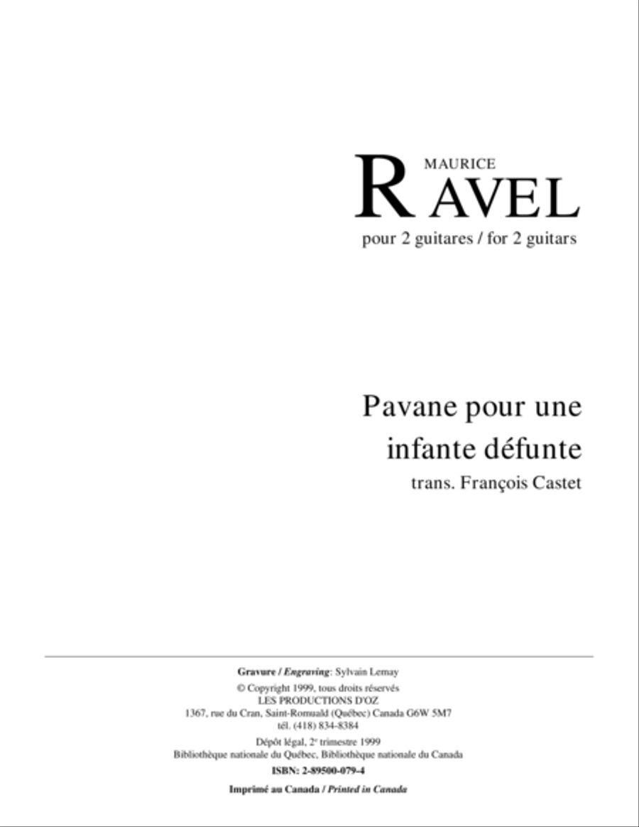 Pavane pour une infante défunte Classical Guitar scores gallery preview page 1