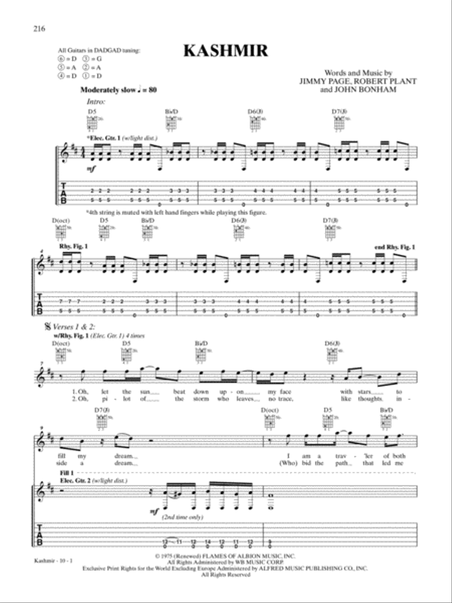 Kashmir Guitar Tablature scores gallery preview page 1