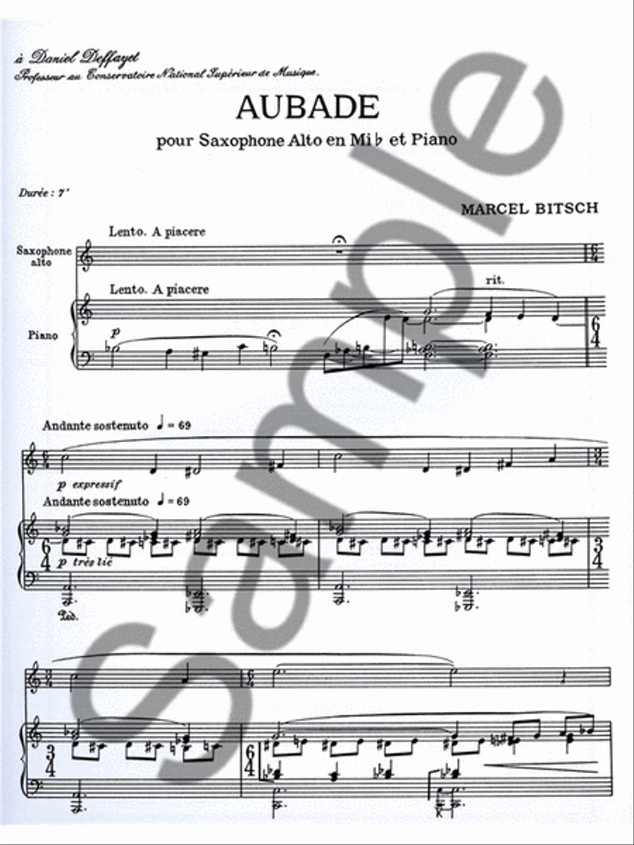 Aubade (saxophone-alto & Piano) Saxophone scores gallery preview page 2