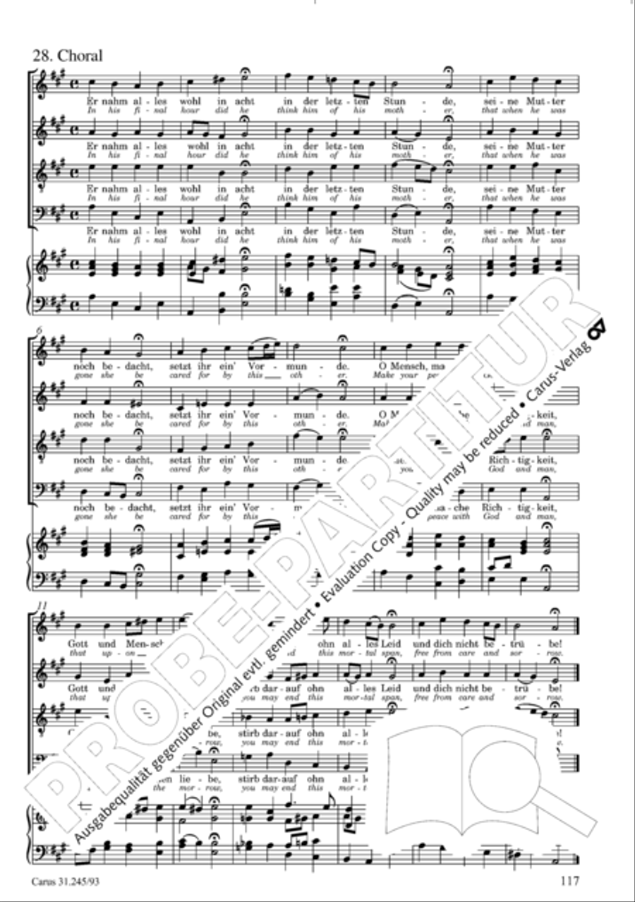 St. John Passion (Johannes-Passion) 4-Part scores gallery preview page 118