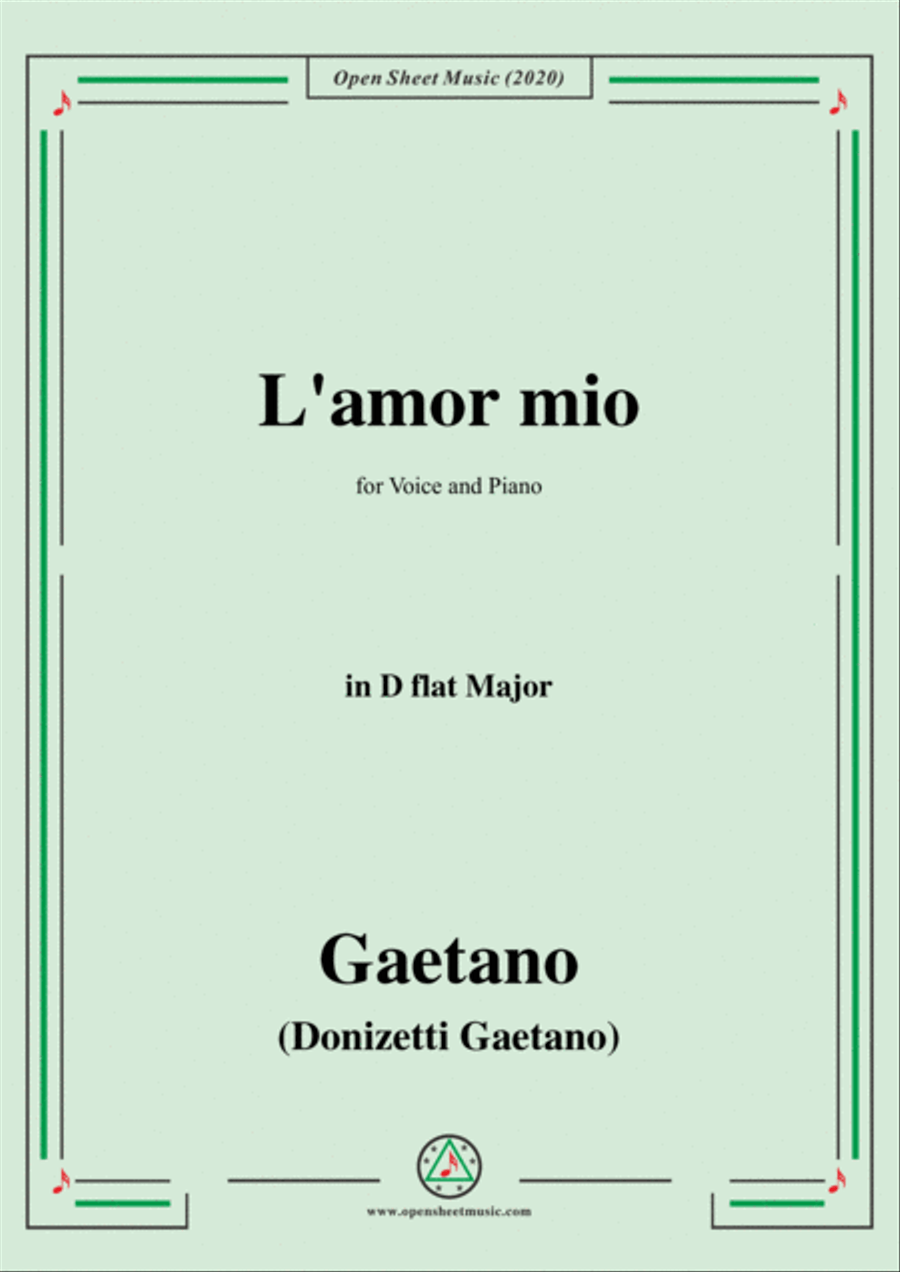 Donizetti-L'amor mio,in D flat Major,for Voice and Piano Voice Solo scores gallery preview page 1