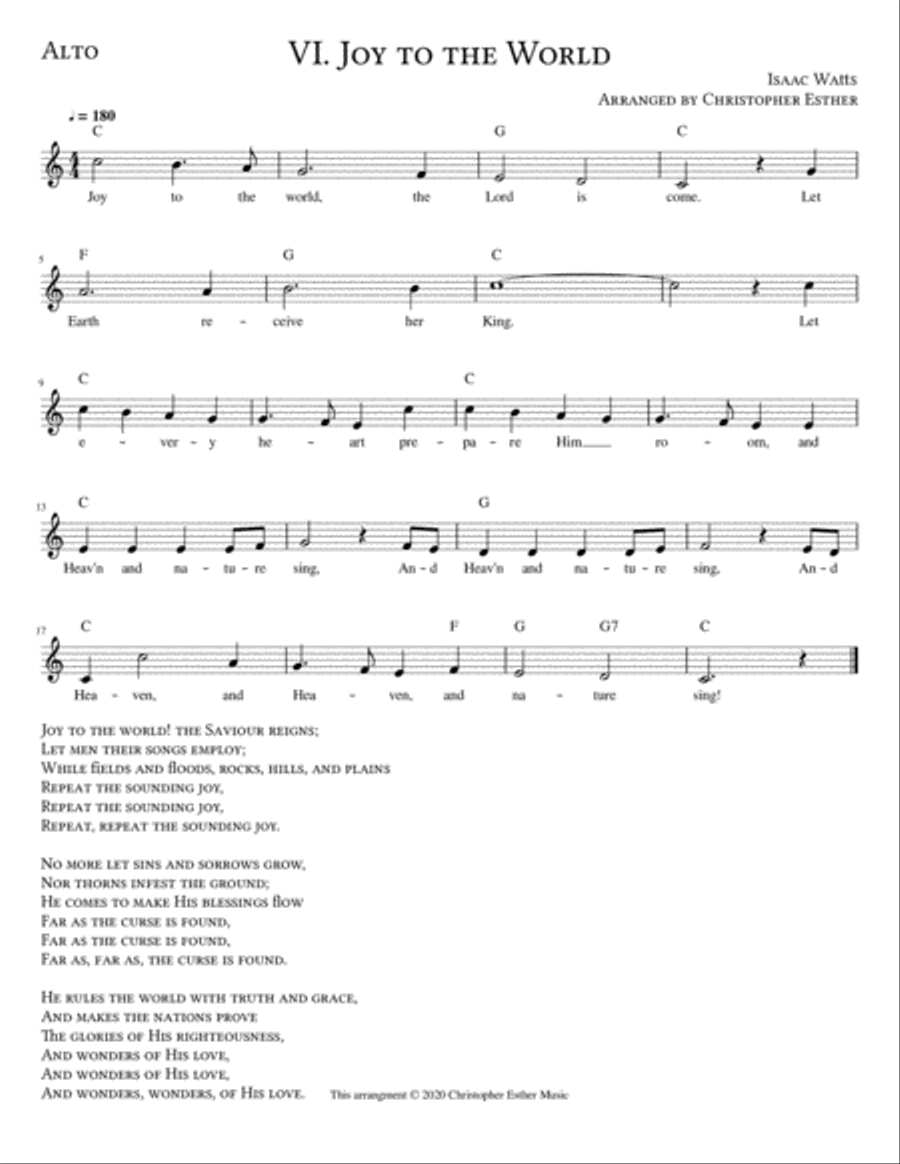 Joy to the World for Alto Voice Alto Voice scores gallery preview page 1