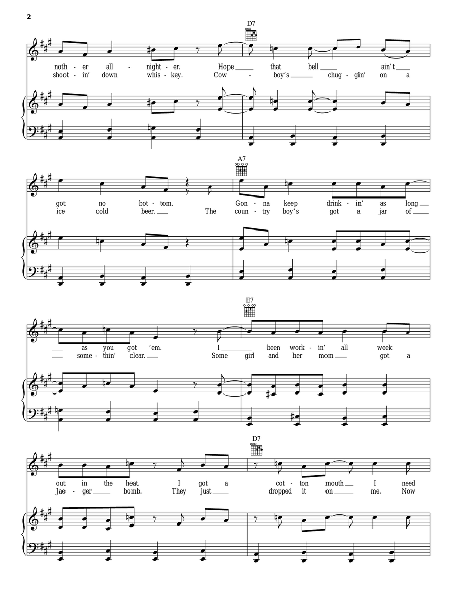 Thirsty Thirsty Piano, Vocal, Guitar scores gallery preview page 2