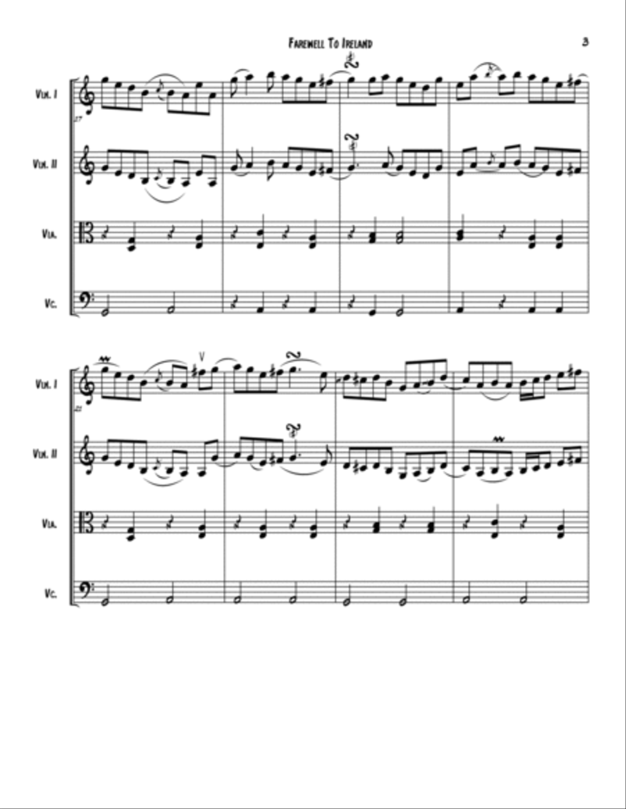 Farewell to Ireland Farewell to Ireland String Quartet scores gallery preview page 3