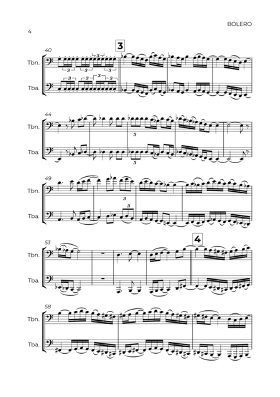 BOLERO - RAVEL - TROMBONE & TUBA Brass Duet scores gallery preview page 4