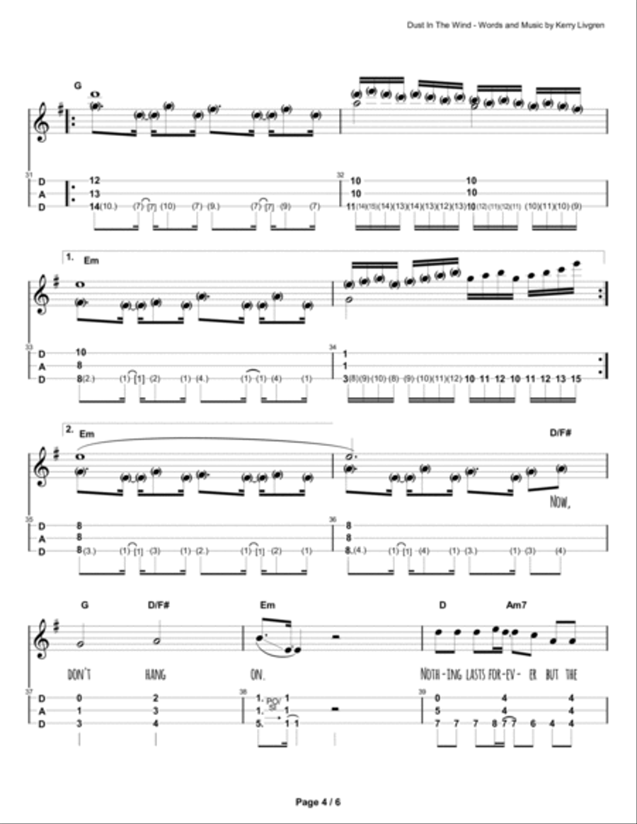 Dust In The Wind Dulcimer scores gallery preview page 5