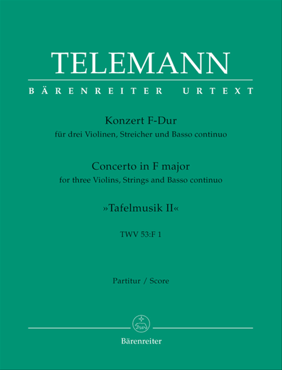 Concerto for three Violins, Strings and Basso continuo F major TWV 53:F1 String Orchestra scores gallery preview page 1