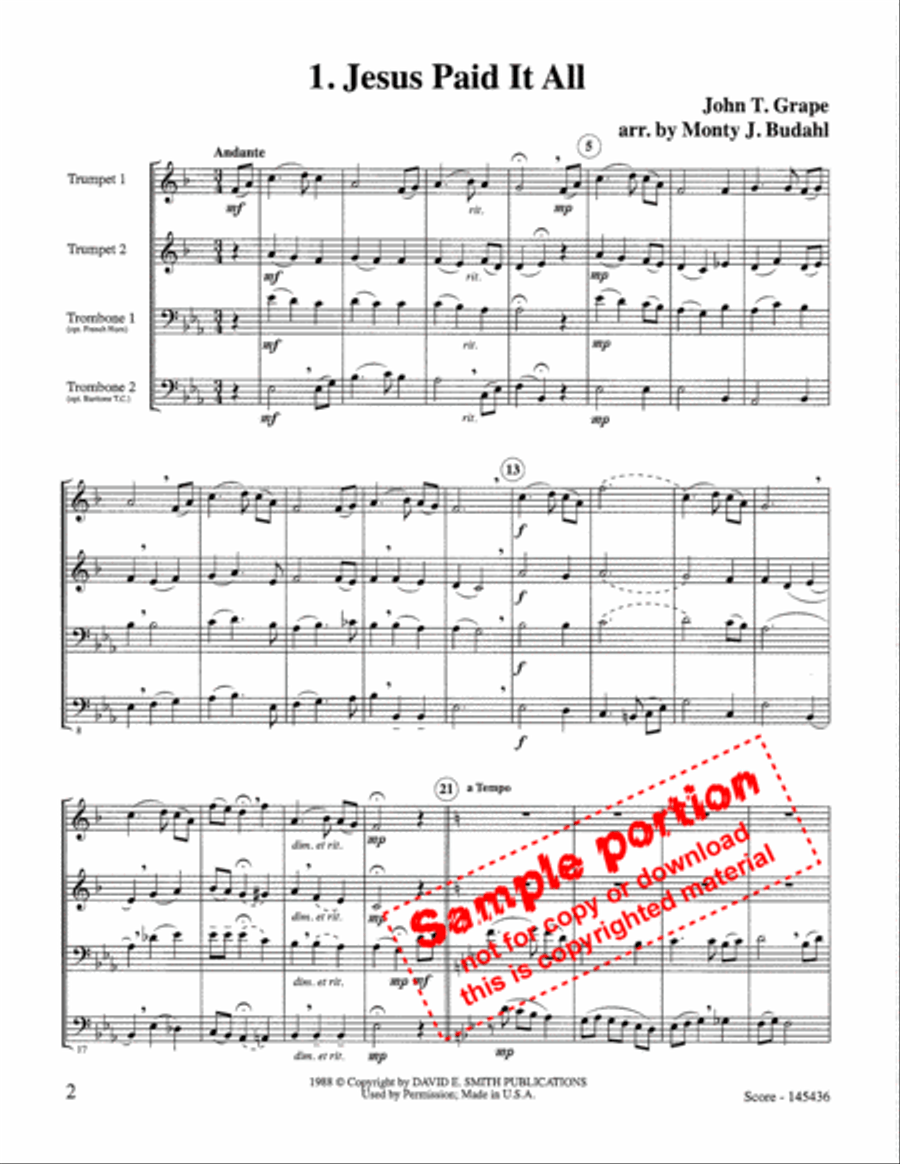Sacred Brass Quartet Collection Vol #2 Brass Quartet scores gallery preview page 2