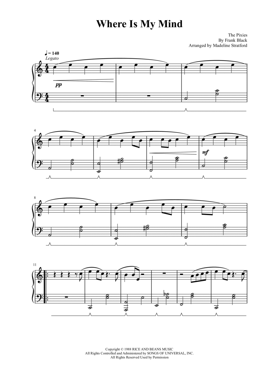 Where Is My Mind? Easy Piano scores gallery preview page 1