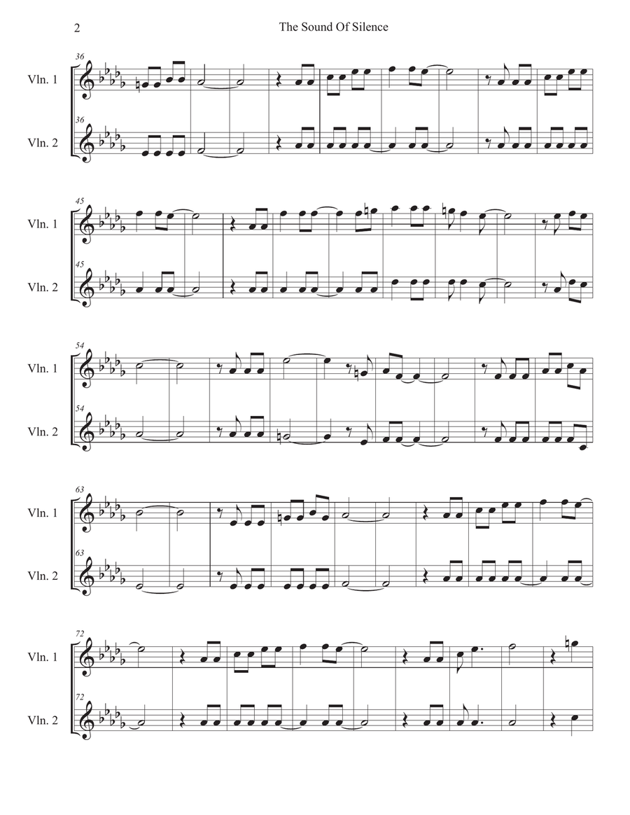 The Sound Of Silence Violin Solo scores gallery preview page 2