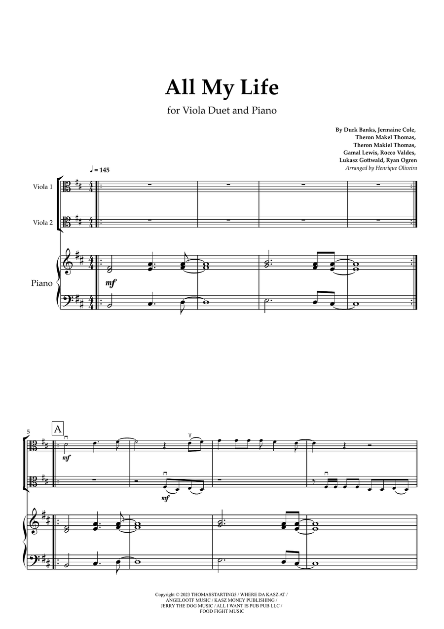 All My Life String Duet scores gallery preview page 1