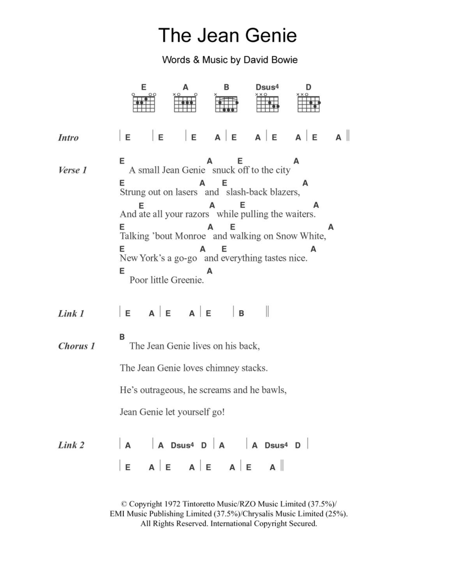 The Jean Genie The Jean Genie Acoustic Guitar scores gallery preview page 1