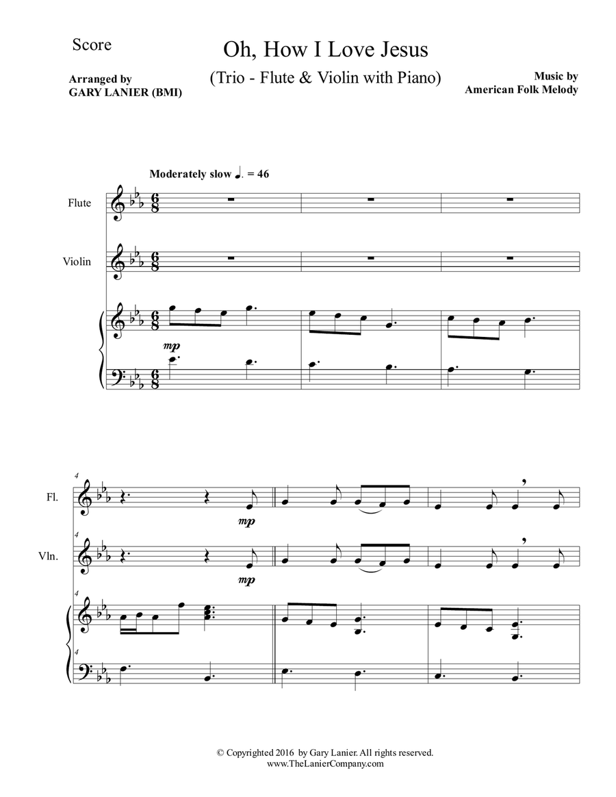 OH, HOW I LOVE JESUS (Trio – Flute & Violin with Piano... Parts included) Flute scores gallery preview page 2