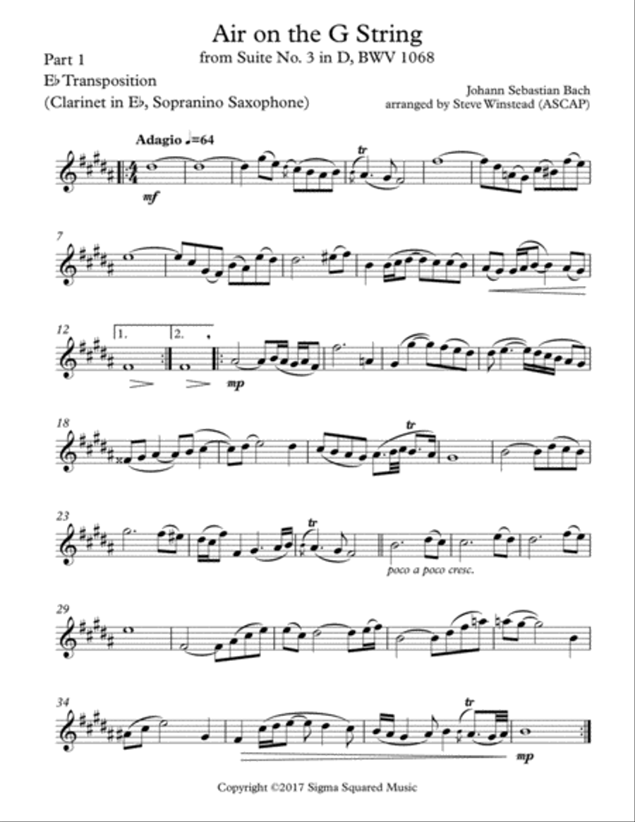 Air on the G String for Flexible Instrumentation Quartet String Quartet scores gallery preview page 5