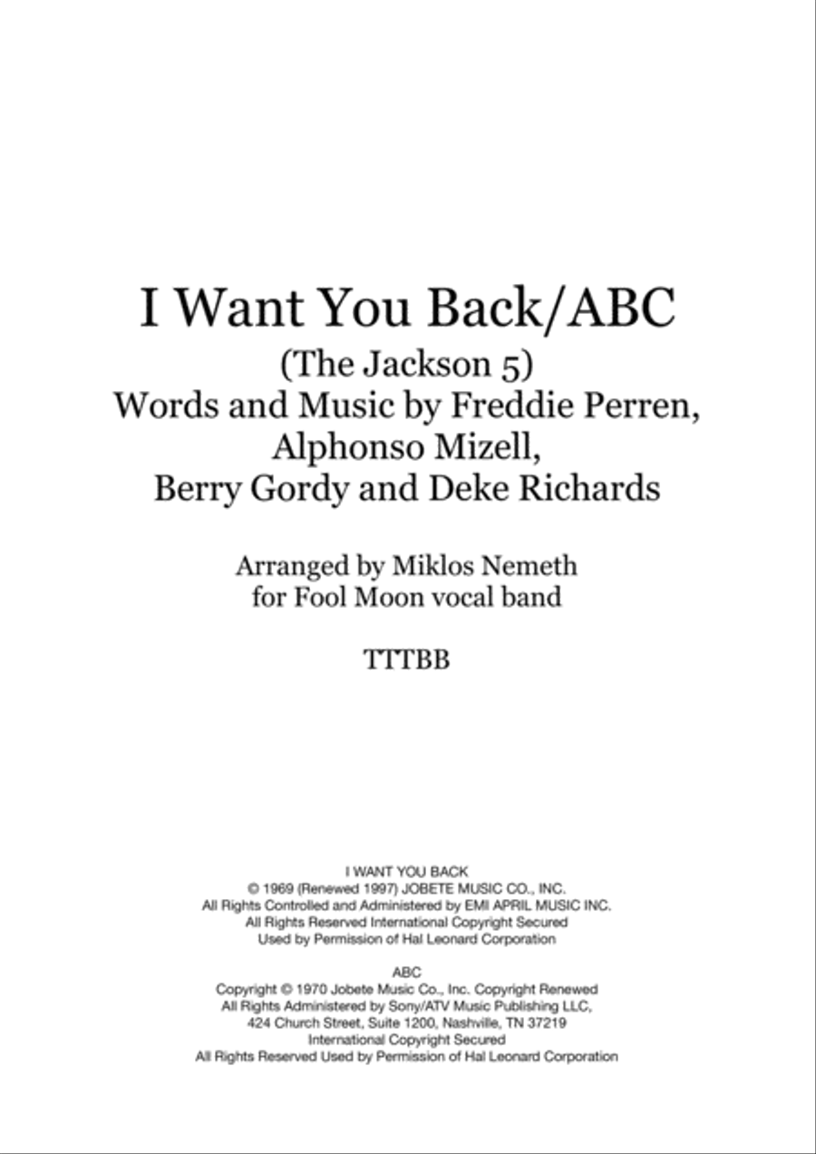 I Want You Back TTBB scores gallery preview page 1