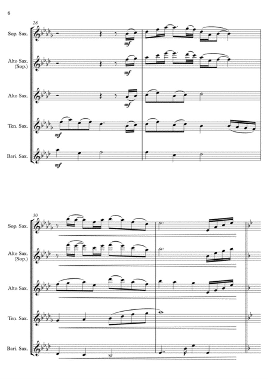 Grown-Up Christmas List Saxophone Quartet scores gallery preview page 6