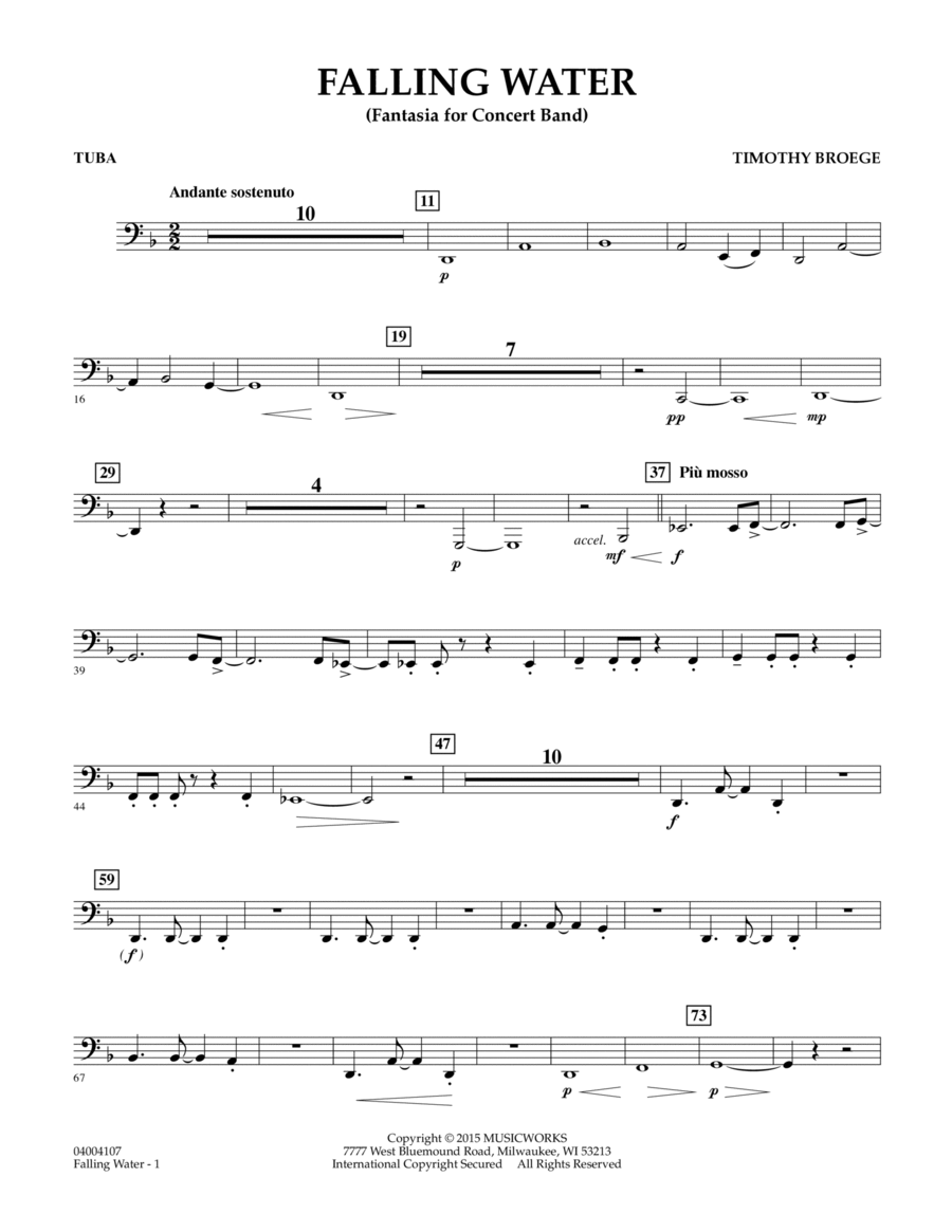 Falling Water - Tuba Falling Water - Tuba Tuba scores gallery preview page 1