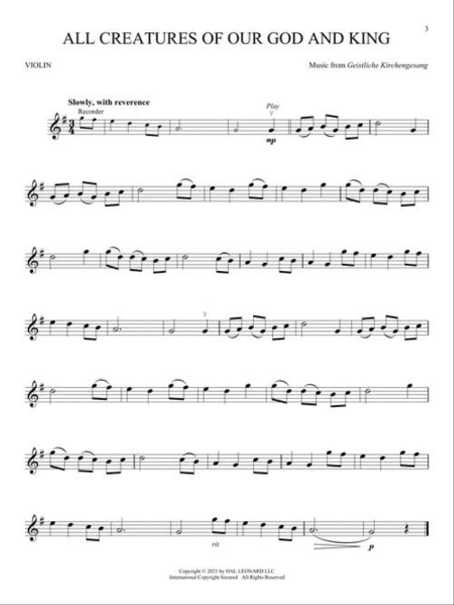 Peaceful Hymns for Violin Violin scores gallery preview page 5