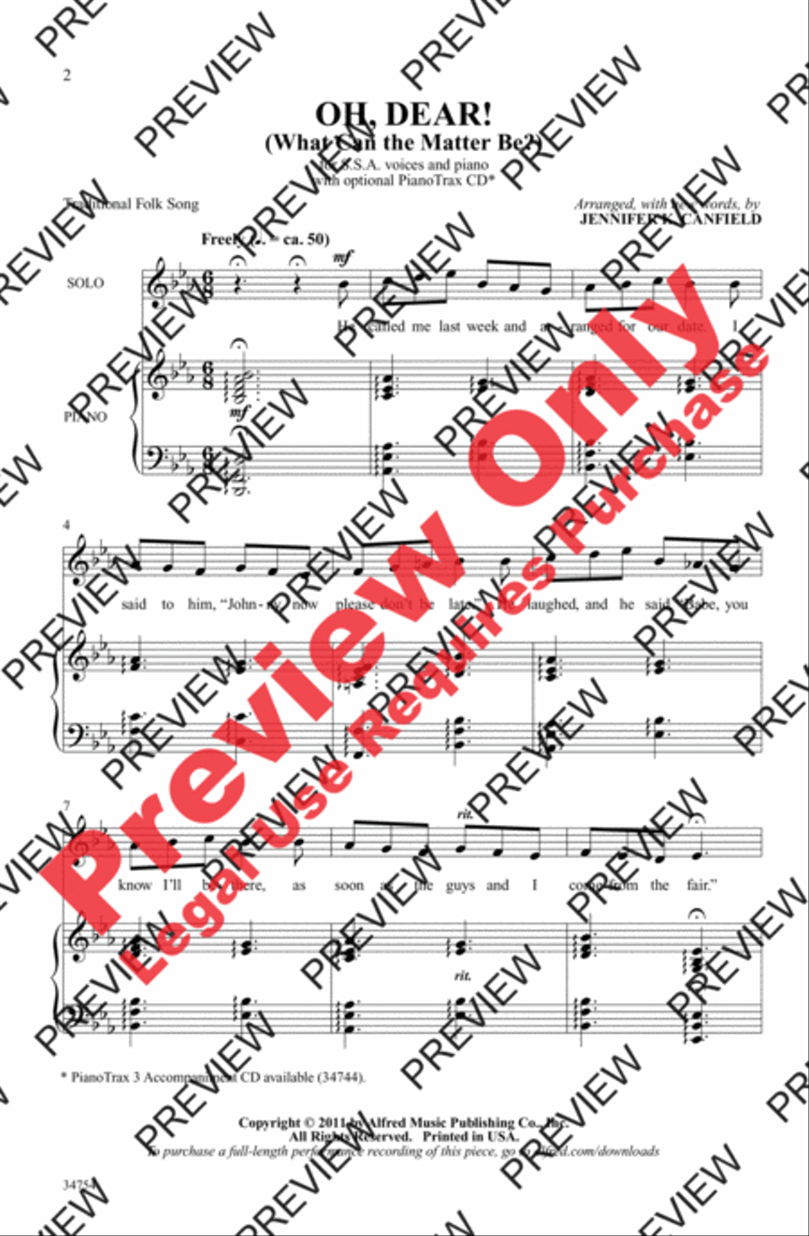 Oh, Dear! Oh, Dear! Women's Choir scores gallery preview page 2