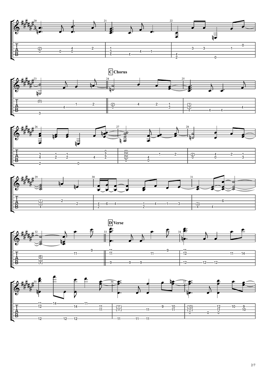 Black Hole Sun Guitar Tablature scores gallery preview page 2